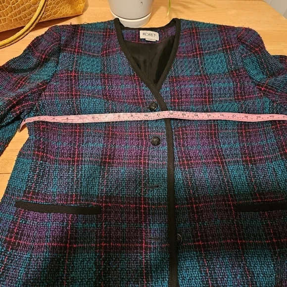 Vintage 80s/90s purple & teal plaid blazer - Picture 8 of 8